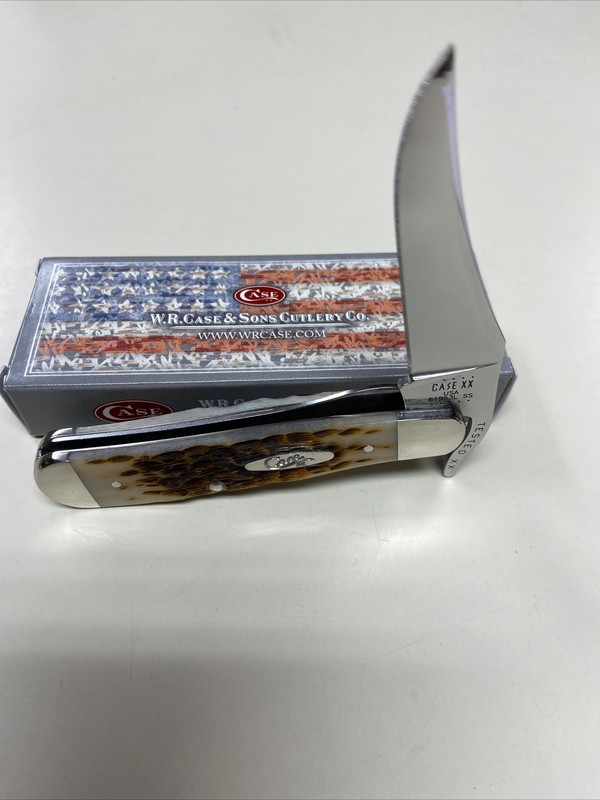 CASE XX #00260 AMBER BONE PEACH SEED JIG RUSSLOCK SS