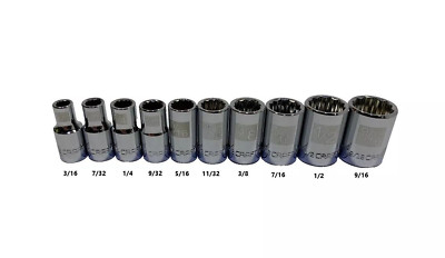 NEW Craftsman 10 pc 1/4'' Drive Standard SAE 12pt EZ Read Shallow Socket Set