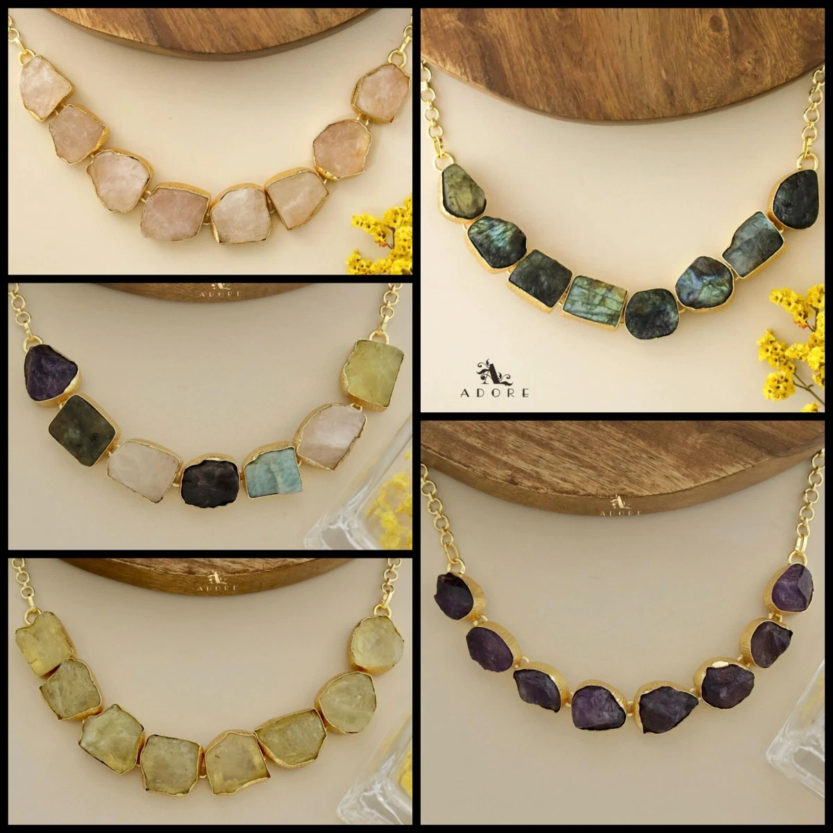 Unique Raw Stone Choker Bold Statement Neckpiece Necklace Fashion Jewelry