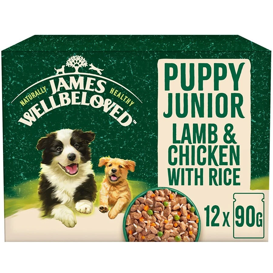James Wellbeloved Puppy Wet Dog Food Lamb,Chicken,Rice Gravy Pouch (12 x 90g)