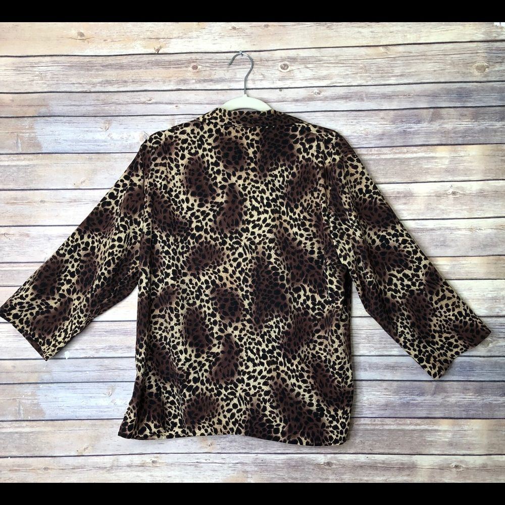 Notations Animal Print Button Down Blouse L - image 2