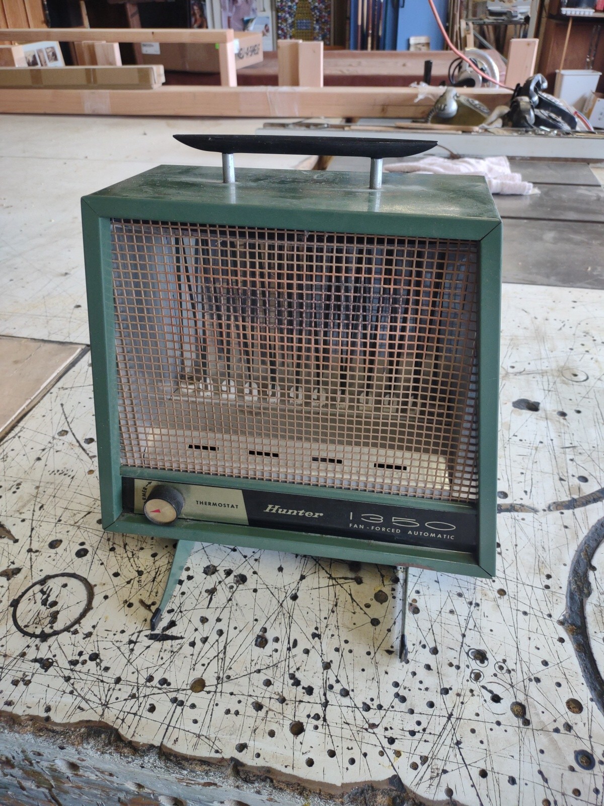Vintage Hunter 1350 Automatic Fan Forced Space Heater model 33342 - 1350w  green | eBay
