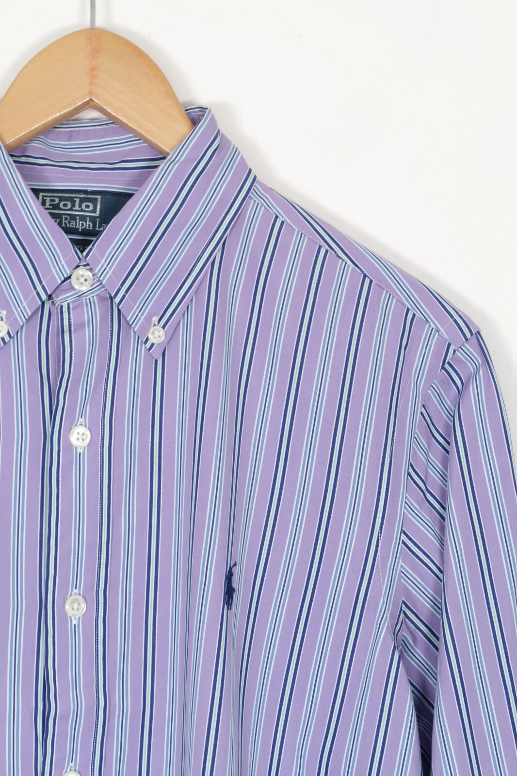 Polo By Ralph Lauren 120's Ply Stripe Purple Shirt Mens Size Small