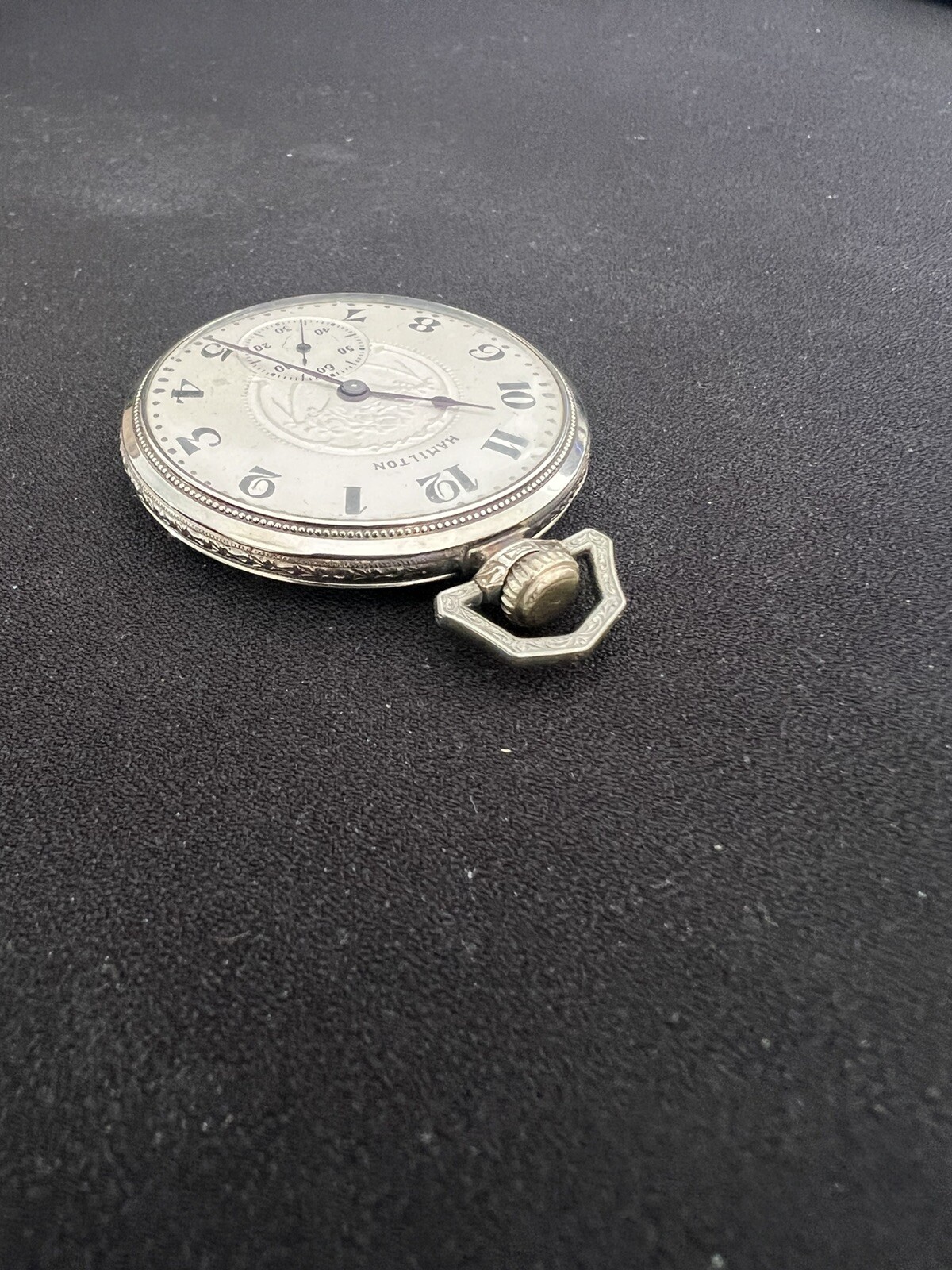 1925 Hamilton Pocket Watch 912, 17 Jewels, 14k Gold Filled, Open Face
