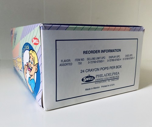 Vintage 1995 Swell CRAYON POP Candy Box, Store Counter Display, 24 Ct Container - Picture 2 of 5