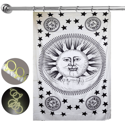White Sun Moon Star Art Dorm Room Door Wall Window Curtain With 10