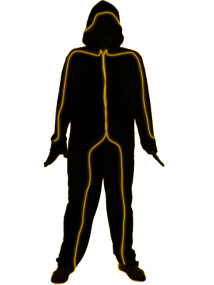 Orange Light Up E.L. Party Wire Stickman Adult's Costume