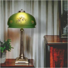 Beautiful Country House Brass Lamp Nickel Plated " Temptation " Apple Green