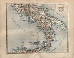 Landkarte Map 1908 Italien Sudliche Halfte Latium Abruzzen Molise Apulien Ebay