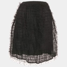 RED Valentino Black Tulle Ruffled Mini Skirt S