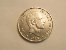 1885 Spain (Philippines) Silver 50 Cs De Peso