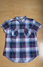 Eddie Bauer Mountain Wander Bluse Outdoor Hemd lila kariert  Größe L Kurzarm