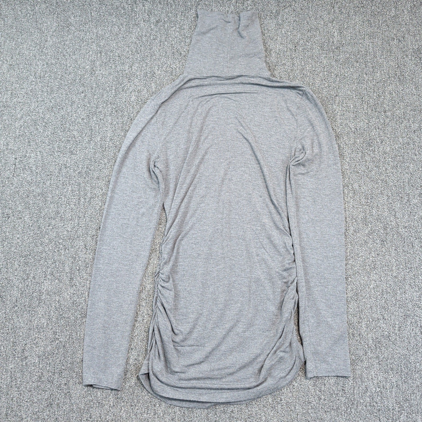 C. Wonder Minimalist Ruched Turtleneck S Grey Modal Stretch Long Sleeve Top image 6