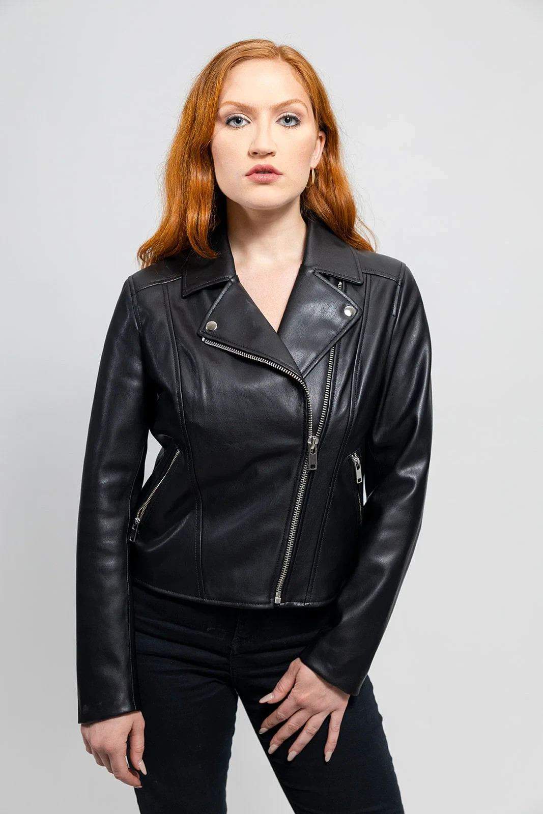 GreenGlam Women’s Vegan PU Leather Jacket – Trendy Slim Fit Biker Style Coat
