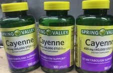 Spring Valley Cayenne Metabolism Support Supplement Capsules 455 mg 300 Count