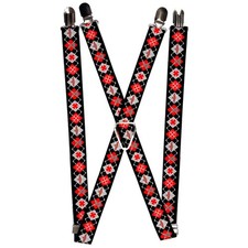  Suspenders - 1.0  - Bd Argyle Black/Red/Gray ACC NEW
