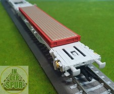 Spur TT Ladeplattform rot Holzb. 40 ft Flat Rack Containerwagen Transport 1:120