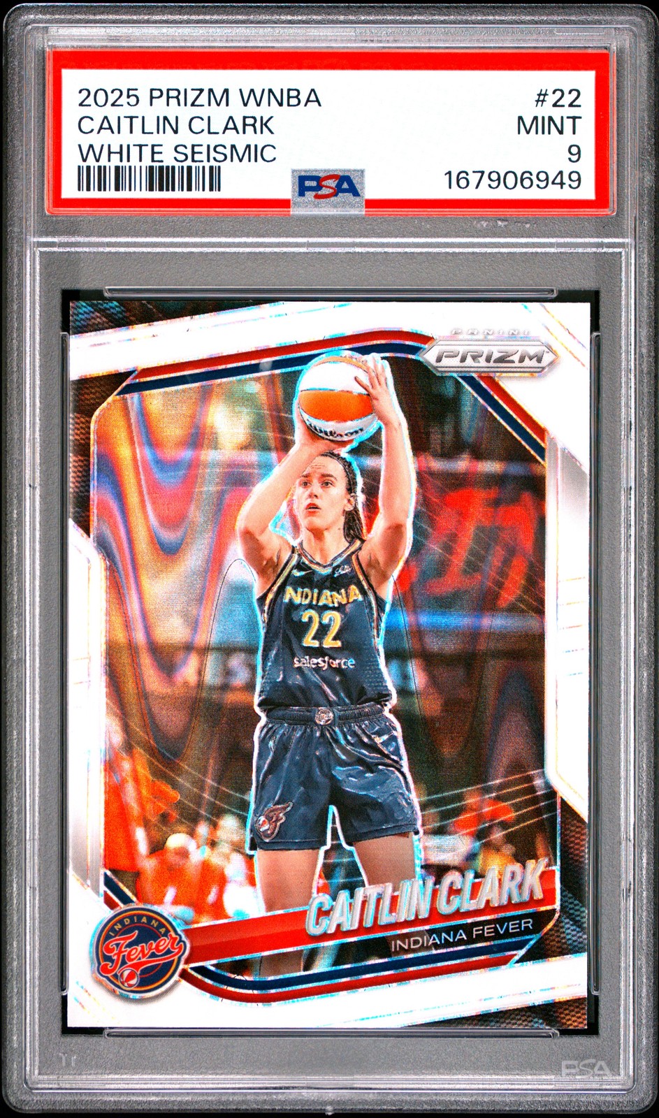 2025 PANINI PRIZM WNBA WHITE SEISMIC #22 CAITLIN CLARK PSA 9 view 1