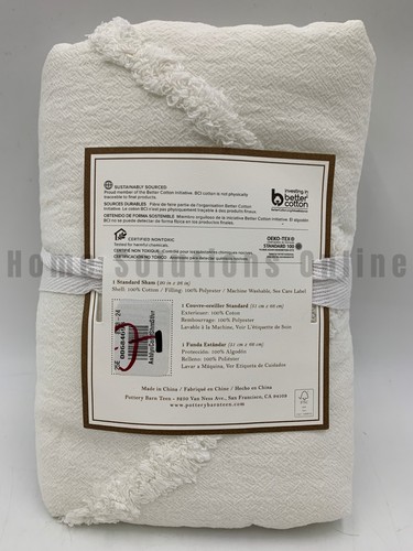Pottery Barn Teen Ashlyn getufteter Baumwollschein elfenbeinfarben Standard #B137 - Bild 2 von 3