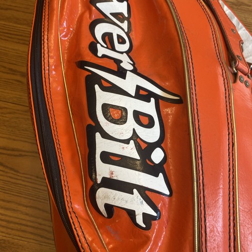 Vintage ORANGE POWERBILT Louisville Duro-Bilt 9" Golf Bag w Snap On Cover 6 Way - Picture 12 of 14