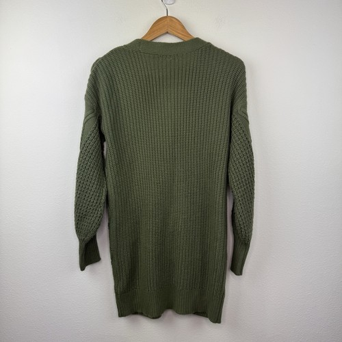 Derek Heart Women Knit Cardigan Size M Green Open Long Sleeves - Picture 11 of 14