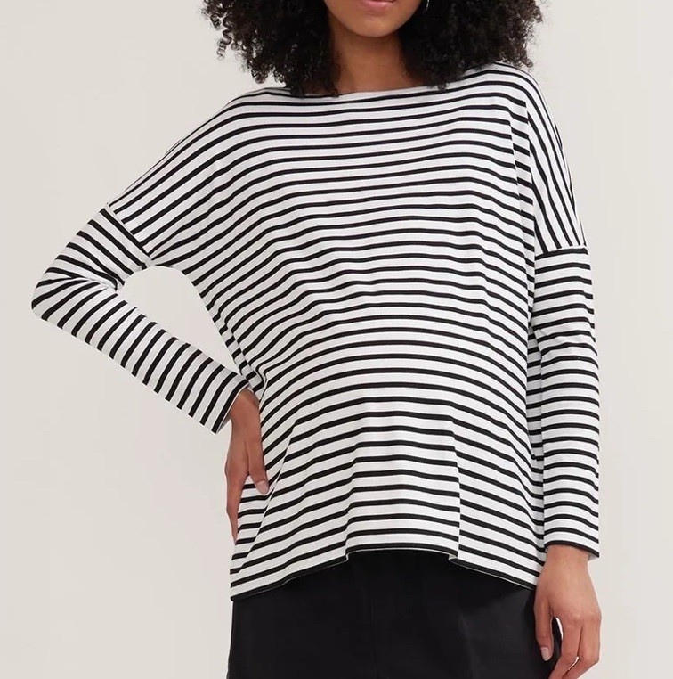 HATCH Maternity Black White Stripe The Perfect Longsleeve Tee Size 4