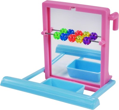Penn-Plax Bird Life - Landing Perch with Mirror and Beads - Yellow, Purple 