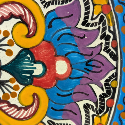 Talavera Pottery Plate 11.75" Vibrant Hand Painted Mexican Folk Art Wall Platter - Picture 3 of 7