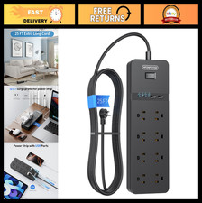 25ft Flat Plug Extension Cord, 8 Outlet Surge Protector Power Strip, 4 USB Ports