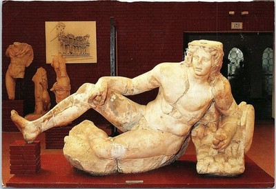 Vintage Unposted Postcard Resting Warrior Statue Ephesus Museum Turkey