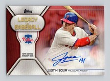 JUSTIN BOUR 2019 Topps Legacy of Baseball #LBA-JBO Auto Red #'d 25/25 - PHILLIES