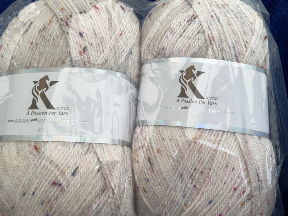 2 x 400g Knitco Aran With Wool Tweed In Cream - Image 4 of 4