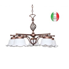 Sospensione Lampadario Arte povera ferro battuto 5 luci Ilenia Made in Italy
