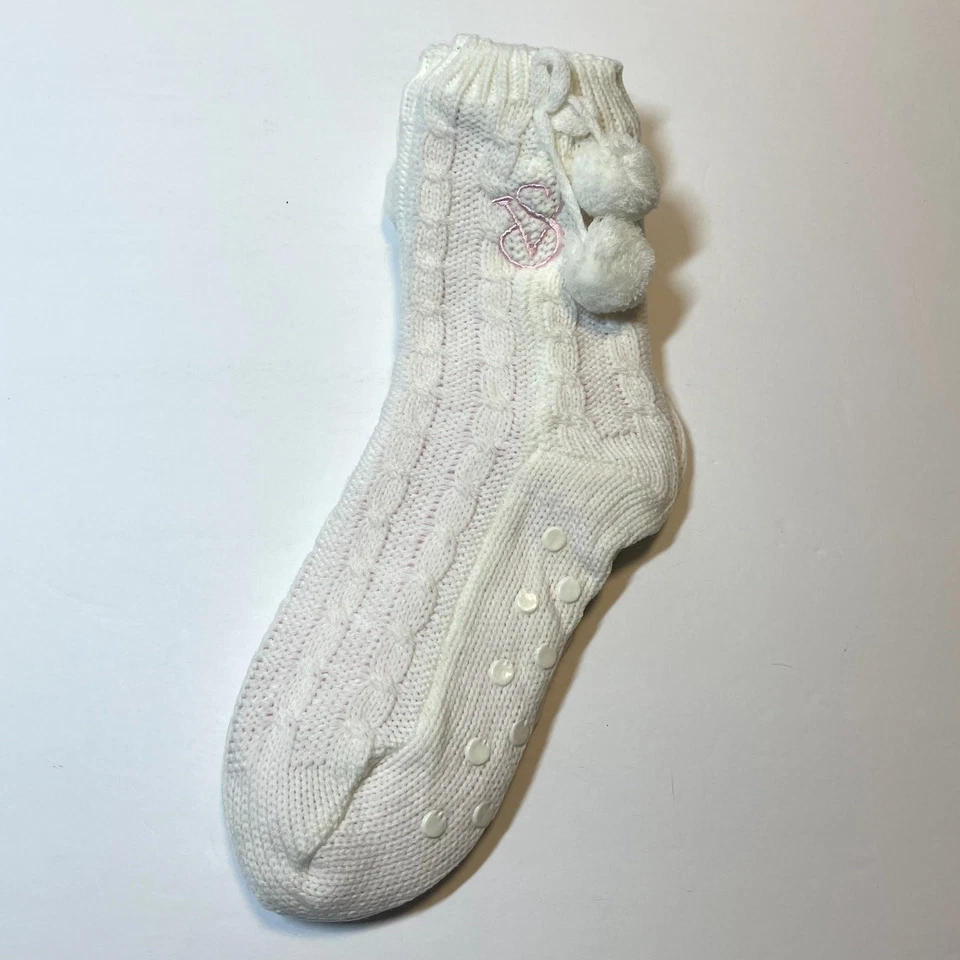 Calcetines deportivos Victoria's Secret blancos para mujer talla única tejido con cable forrados clásicos Foto 4 de 4