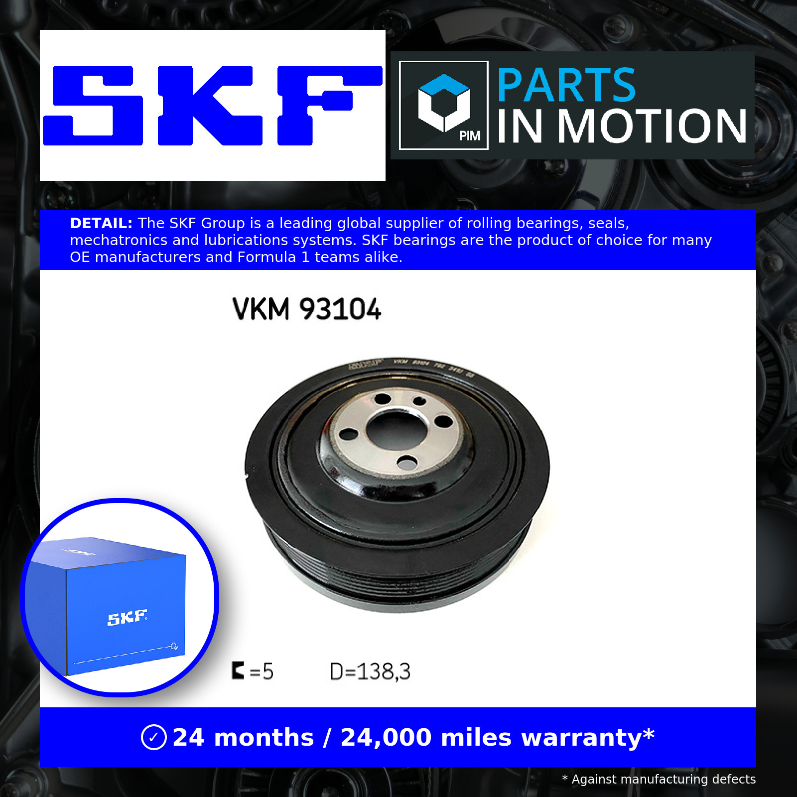 Crankshaft Pulley fits AUDI A3 1.6D 1.9D 2.0D 1996 on Belt SKF 038105243E New - Image 5