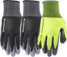 Wells Lamont 3 Pair Pack Men's Nitrile Coated Grip Medium (Pack of 3), Black 