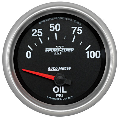 AutoMeter 7627 Sport-Comp II Series 2-5/8'' Oil Pressure Gauge, 0-100 PSI