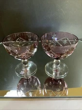 Vintage Sherbet Wine Ajka Crystal by Bernard Neumann Purple Cut to Clear #75