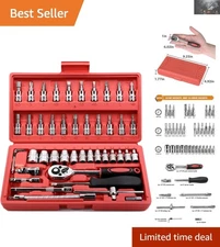 46-Piece Chrome Vanadium Metric Socket Set with Ratchet & Extensions - Ultima...