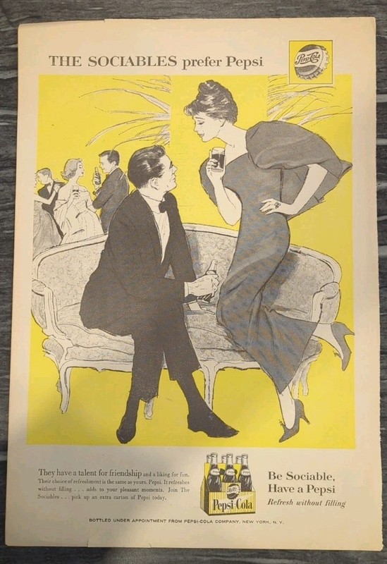 1950s Pepsi Original Vintage Summer Print Ad PinUp 10.5x15"