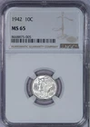 1942 Mercury Dime 10c NGC MS65