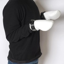 Leather BDSM Fist Mitts Lockable Padded Gloves Bondage Slave Restraints Mitts