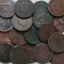 Lot Of 18 Cull Dateless & Partial Date Large Cent Coins Matron Head Braided Hair