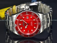 NEW Invicta Men's 43mm Pro Diver Silver Tone RED DIAL 200m SS Watch