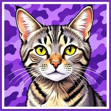 30 Custom Vintage Cat in Purple Personalized Address Labels