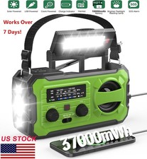 100000mAh Emergency Solar Hand Crank Weather Radio Power Bank Charger Flashlight