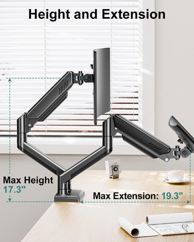 Dual Monitor Desk Mount - Adjustable Monitor Arm for 2 Monitors up to 32 inch... - Bild 5 von 9