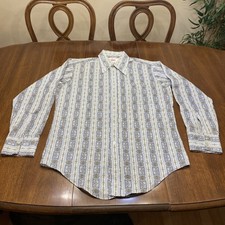 Vintage 70s New Look Grants Disco Dagger Collar Shirt Med 15-15 1/2 Rockabilly