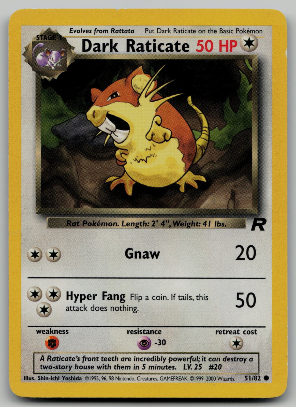 Dark Raticate Common Team Rocket 51/82 NM