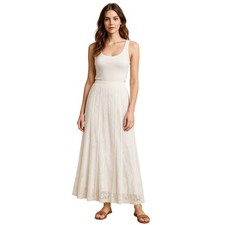 Vintage White Lace Maxi Skirt Boho Cottagecore Fairycore Bridal Whimsy M
